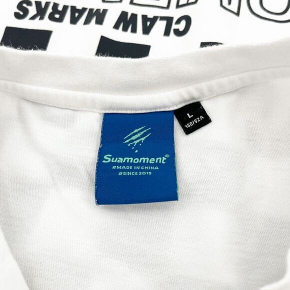 Sua Moment Graphic Tee Men Size L White Black Scratch Checkered Blood Claw Marks - Picture 3 of 3